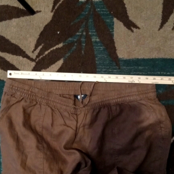 Lands' End Womens High Rise Pull On Crop Pants Chocolate Brown Linen Size22w - Picture 9 of 10